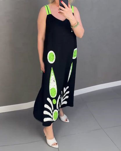 Bedrucktes Kleid mit lockeren Trägern