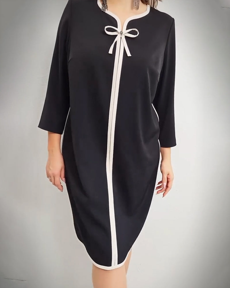 Bow Black And White Shift Dress 2024 f/w casual dresses