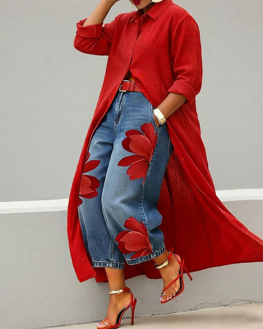 Stylish Long-Sleeve Shirt Dress