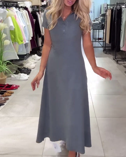 A-Linien-Kleid mit lässiger Taille und Polokragen