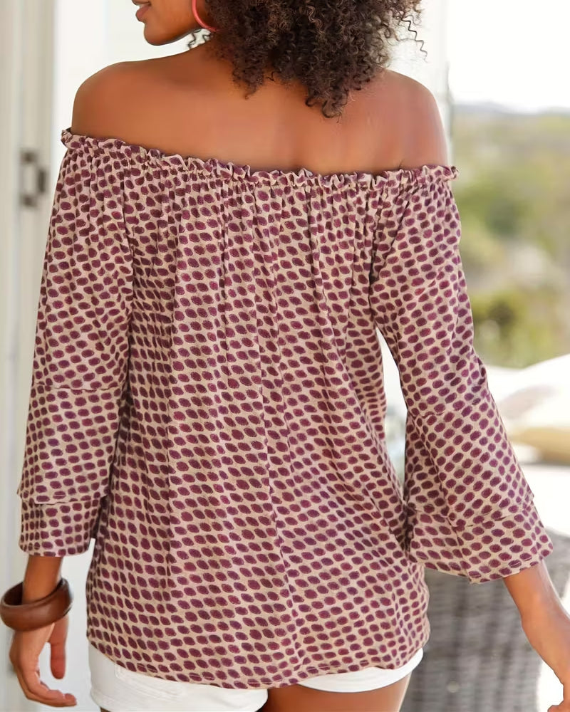Off Shoulder Polka Dot Blouse