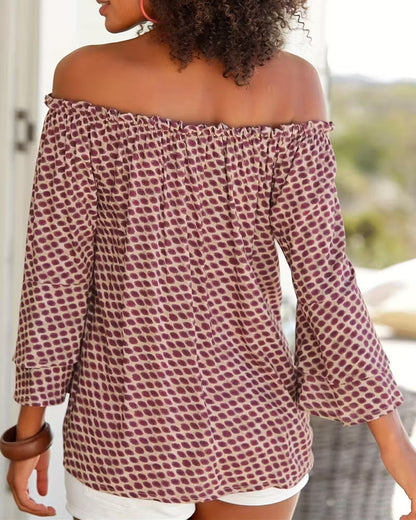 Off Shoulder Polka Dot Blouse