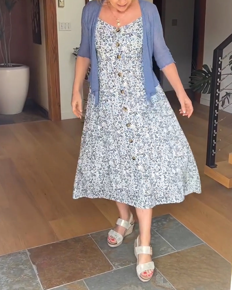 Completo scialle floreale senza spalline