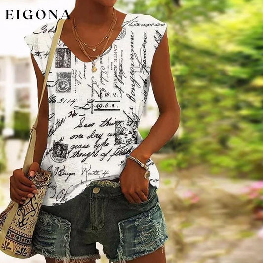 Casual Creative Print Tank Top White best Best Sellings clothes Plus Size Sale tops Topseller