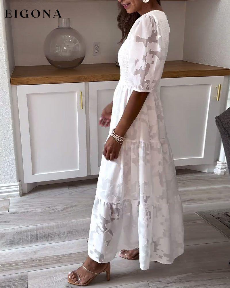 White lace elegant mid-sleeve dress casual dresses spring summer