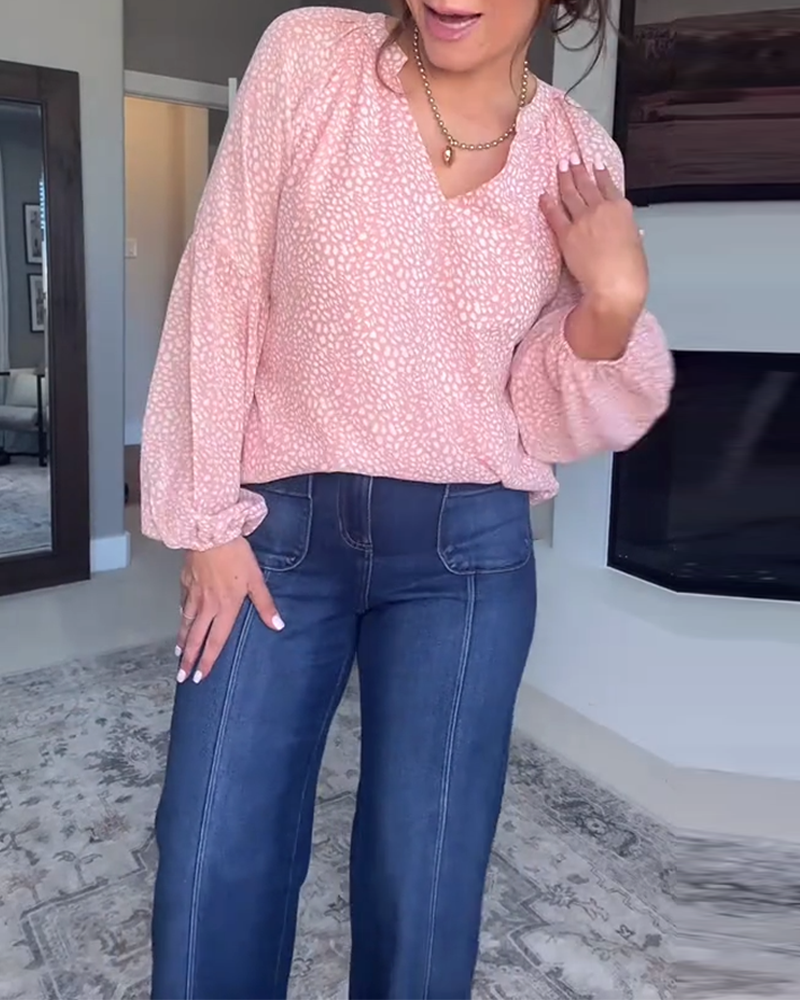 Camicetta a maniche lunghe con stampa a lanterna