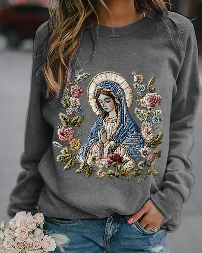 Character floral print crew neck sweatshirt 2024 f/w sweatshirts thanksgiving