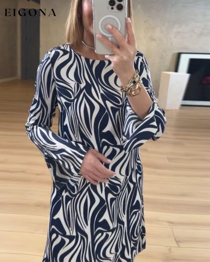 Simple Round Neck Printed Dress casual dresses spring summer