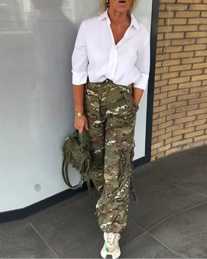 Camouflage overalls with pockets 2024 f/w pants