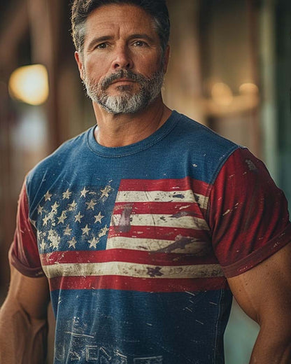 Men's Vintage American Flag Declaration of Independence Print T-Shirt 2024 f/w MAGA spring summer t-shirts