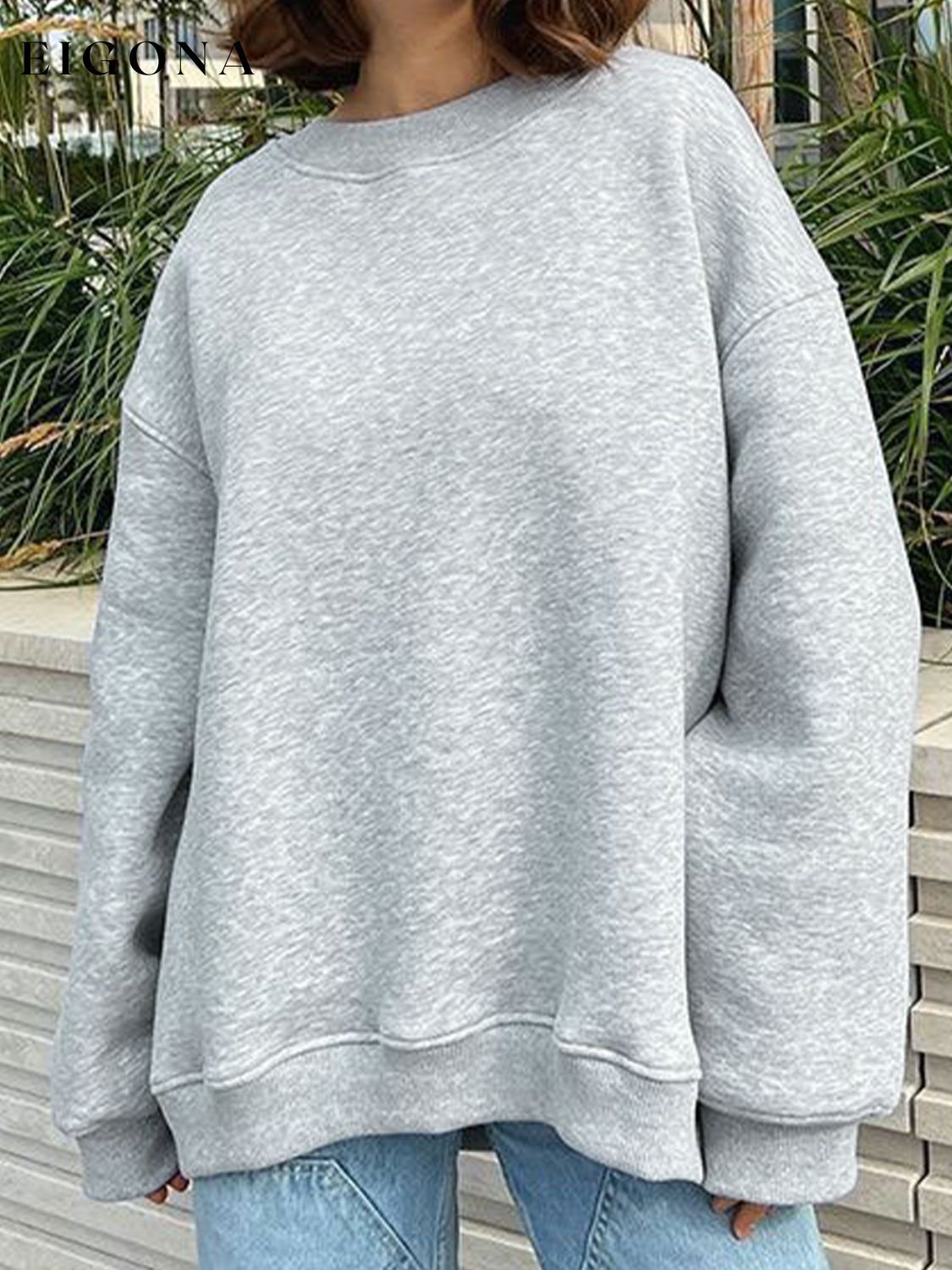 Oversize Round Neck Dropped Shoulder Sweatshirt clothes Ship From Overseas Shipping Delay 09/29/2023 - 10/03/2023 trend X.L.J