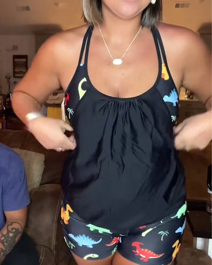 Zweiteiliger Badeanzug mit Dinosaurier-Print