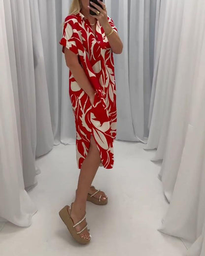 Contrast print slit casual dress 202466 casual dresses summer