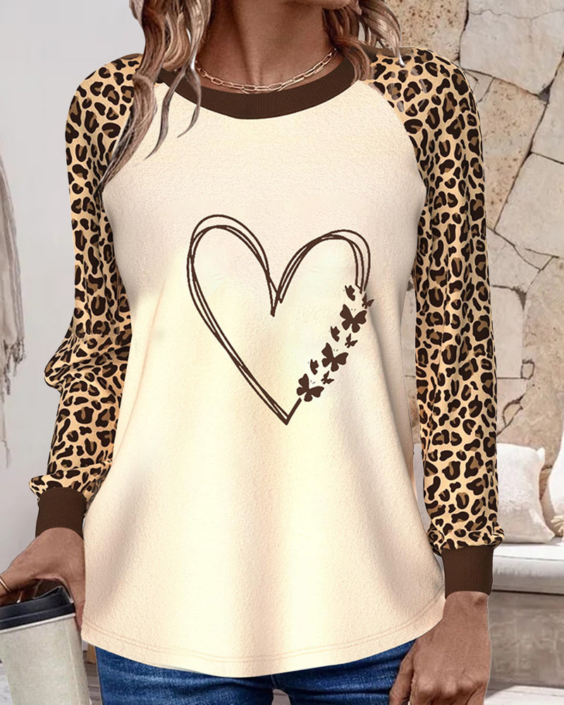 Round neck leopard print top 2024 f/w blouses & shirts spring