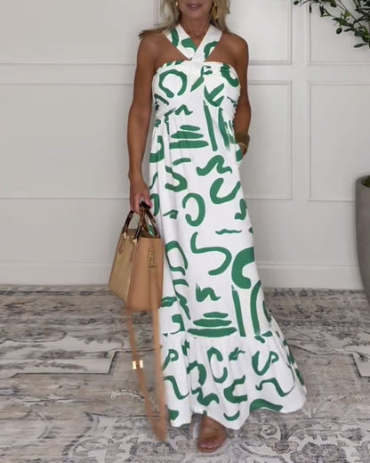 Neckholder-Kleid mit Print und Rückenausschnitt, sexy