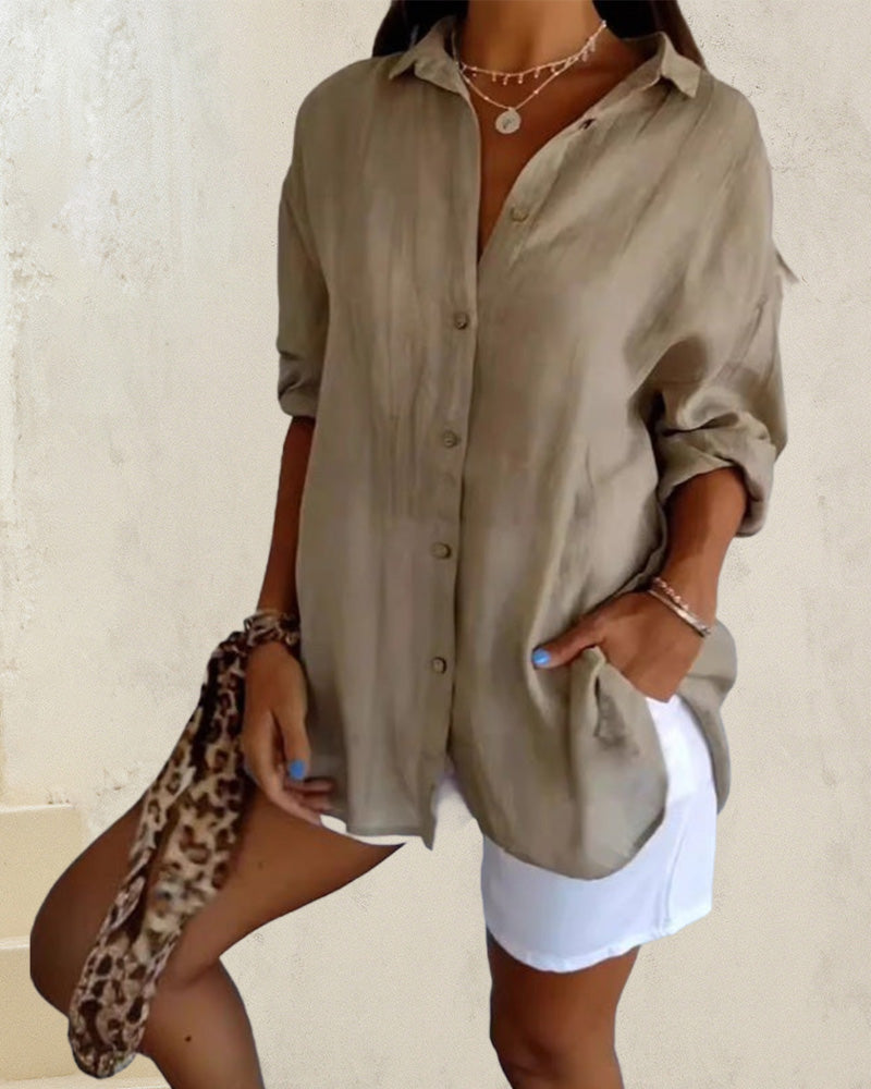 Lockeres, einfarbiges, schlichtes Oberteil