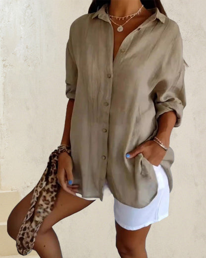 Lockeres, einfarbiges, schlichtes Oberteil