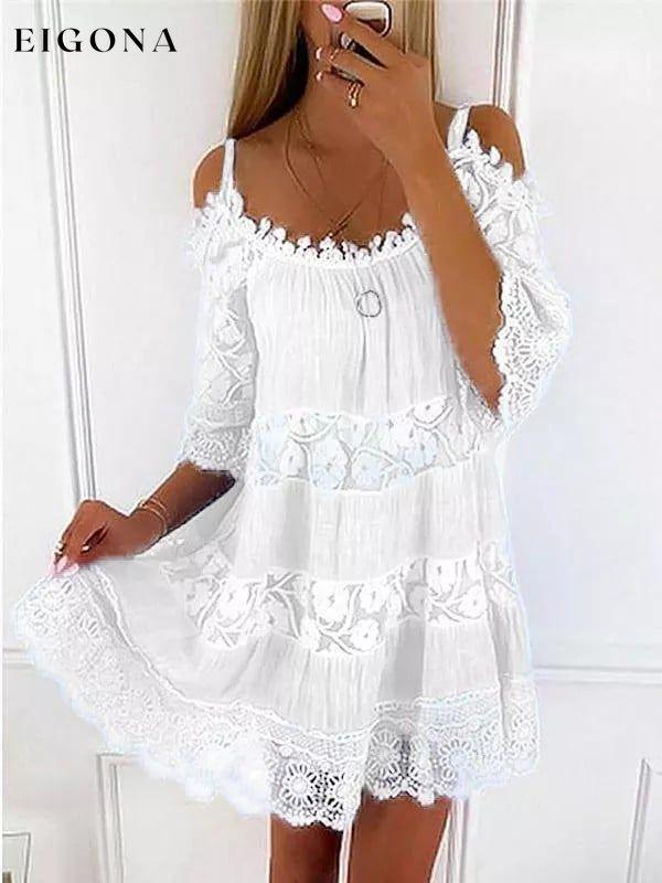 Women's Loose Sling Half Sleeve Flower Print Dress linen dresses