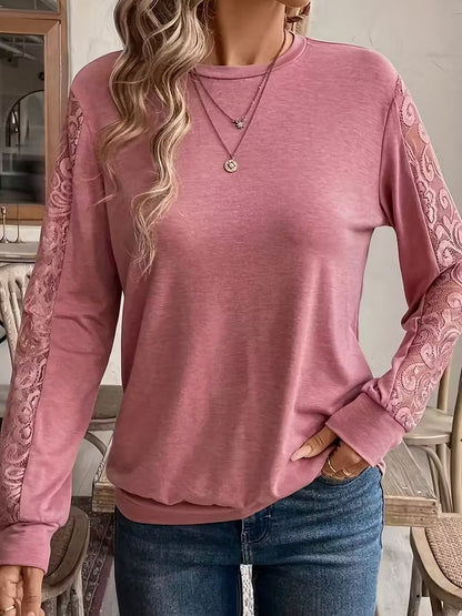 Lace Stitching Fashionable Long-Sleeved Top