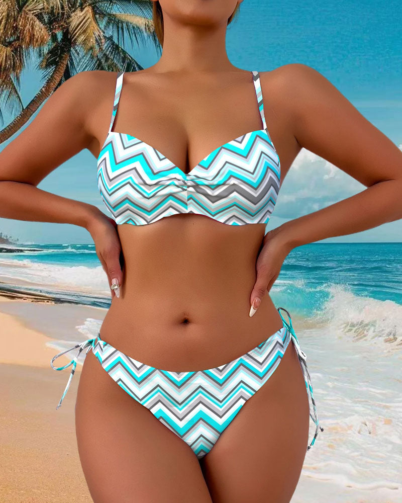 Bikini sexy con stampa reggiseno e lacci