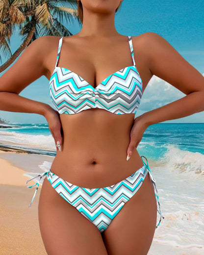 Bikini sexy con stampa reggiseno e lacci