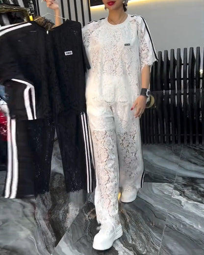 Modischer Spitzen-Spliced-Anzug