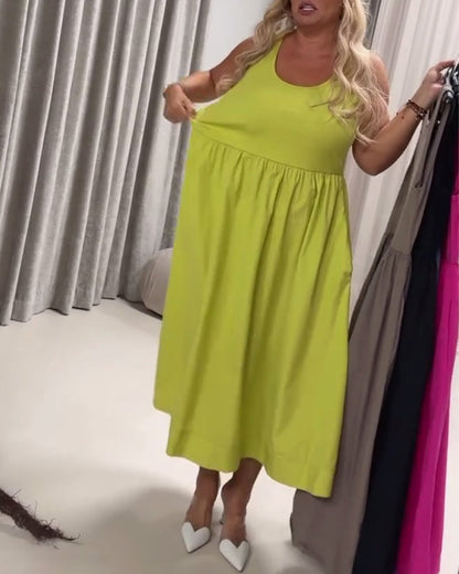 Abito a trapezio con pieghe a fionda