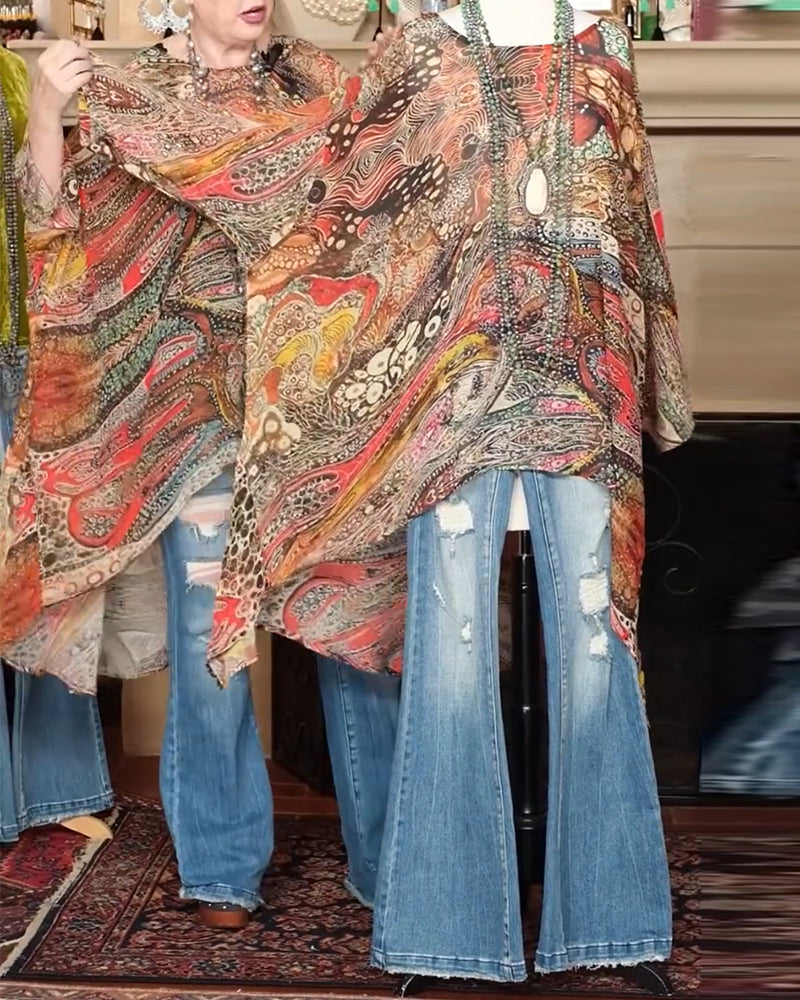 Lockere Bluse mit Fledermausärmeln