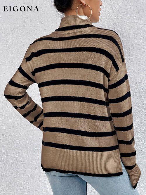 Striped Turtleneck Long Sleeve Sweater clothes Ship From Overseas X.X.W