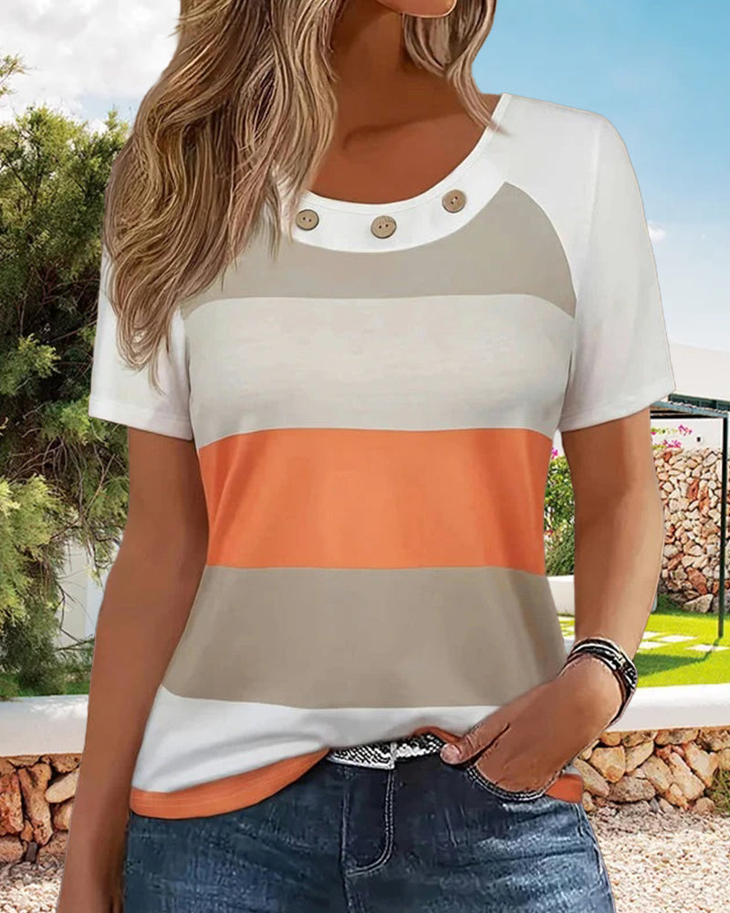 Casual Striped Short-Sleeved T-Shirt