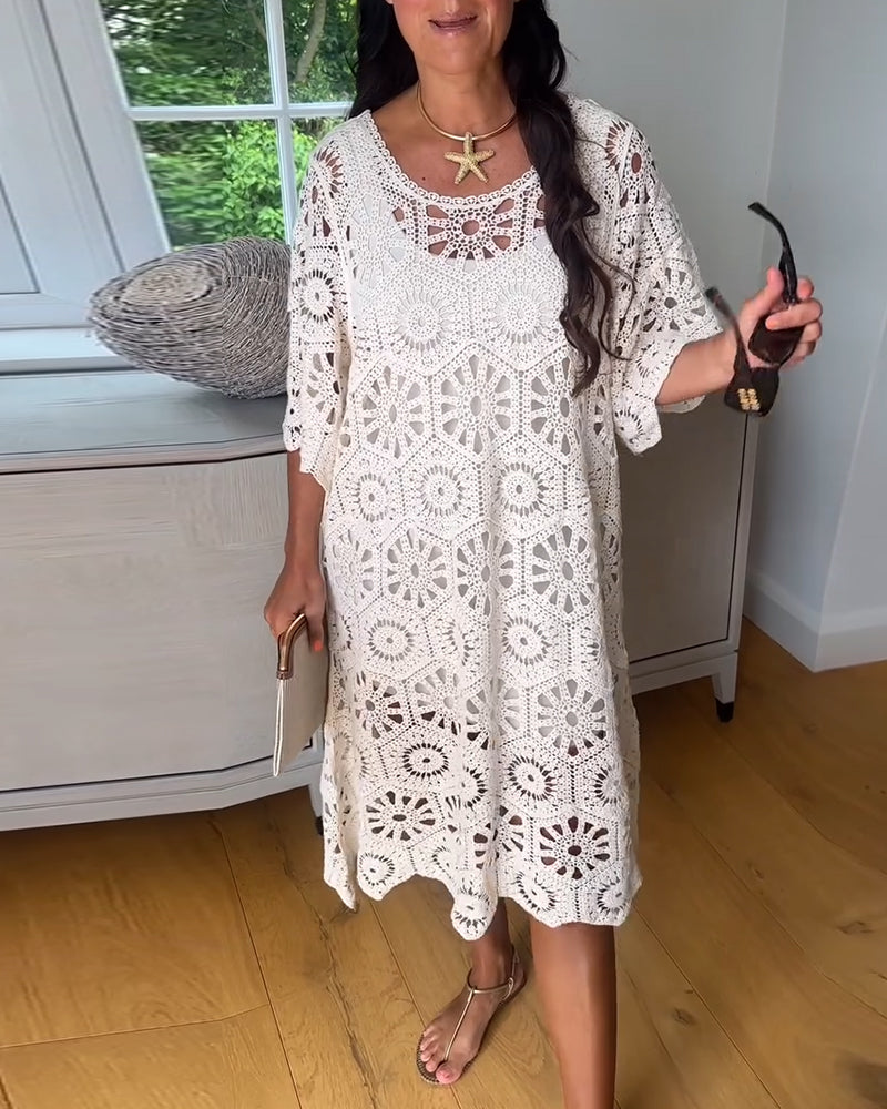 Hollow Cotton Half Sleeve Dress