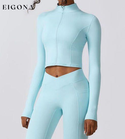 Zip Up Long Sleeve Cropped Activewear Sports Top Jacket activewear clothes Ship From Overseas Z&C