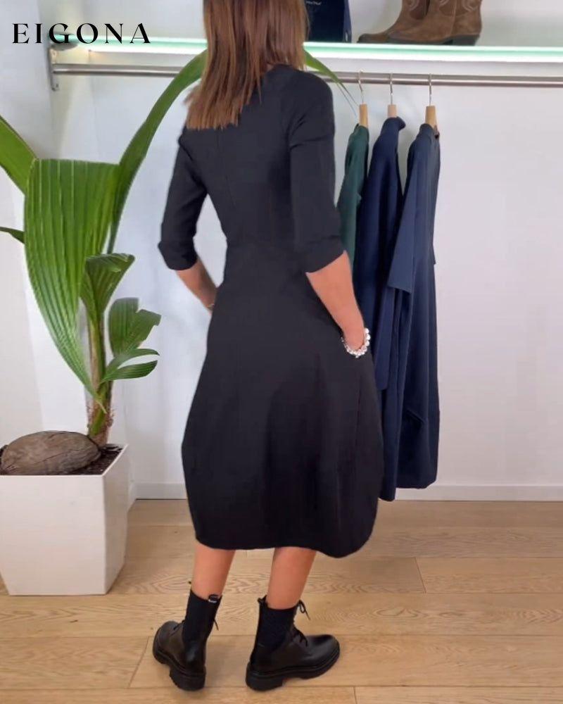 Simple Solid Color Dress With Pockets 2023 f/w 23BF casual dresses Clothes Dresses spring