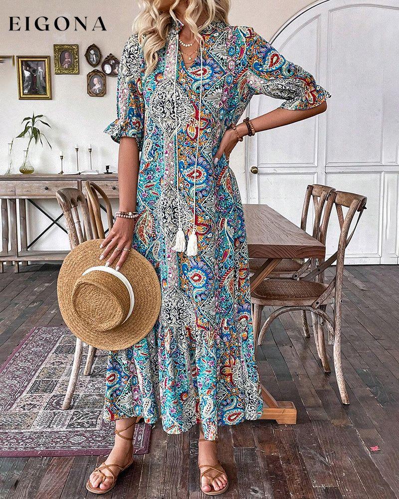 Elegant half-sleeve dress with paisley print casual dresses spring summer