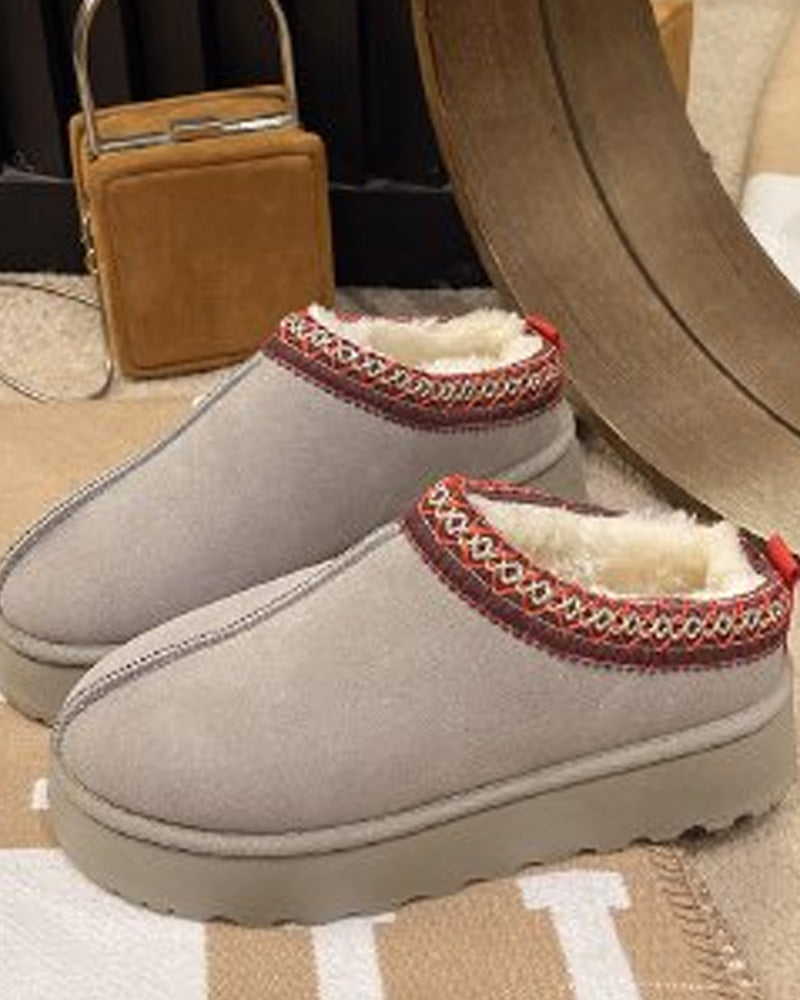 Casual solid color plus velvet warm flats 2024 f/w flats