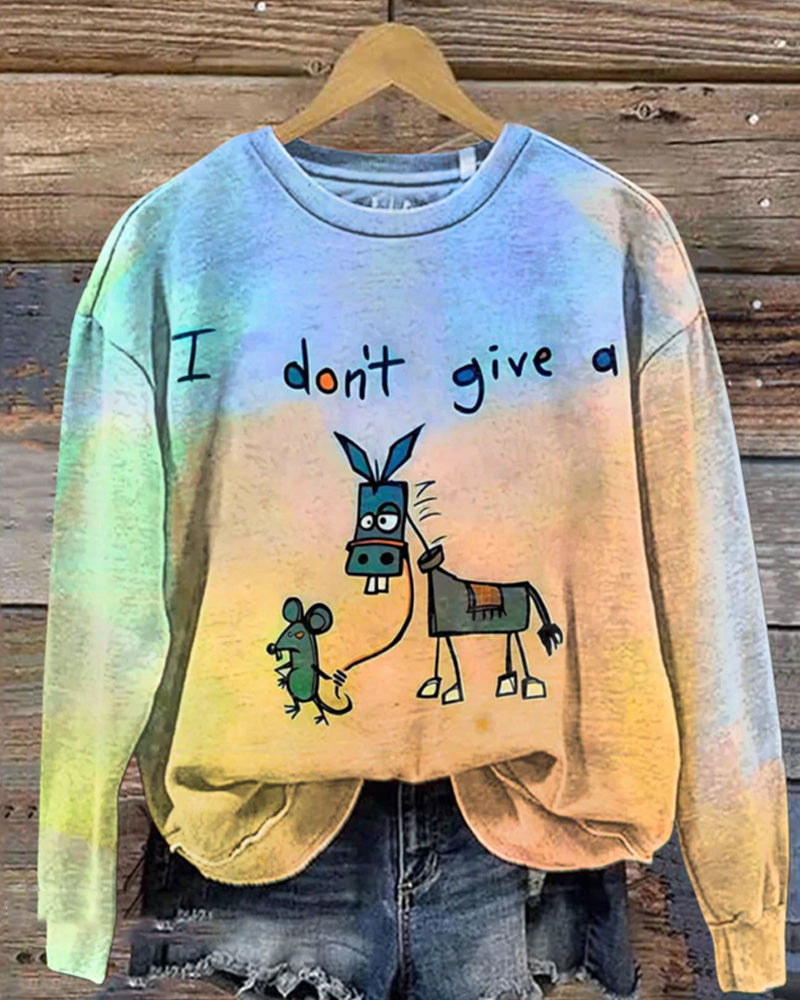 I Don‘t Give A Funny Donkey Letter Print Casual Sweatshirt 2024 f/w faith & slogan spring sweatshirts