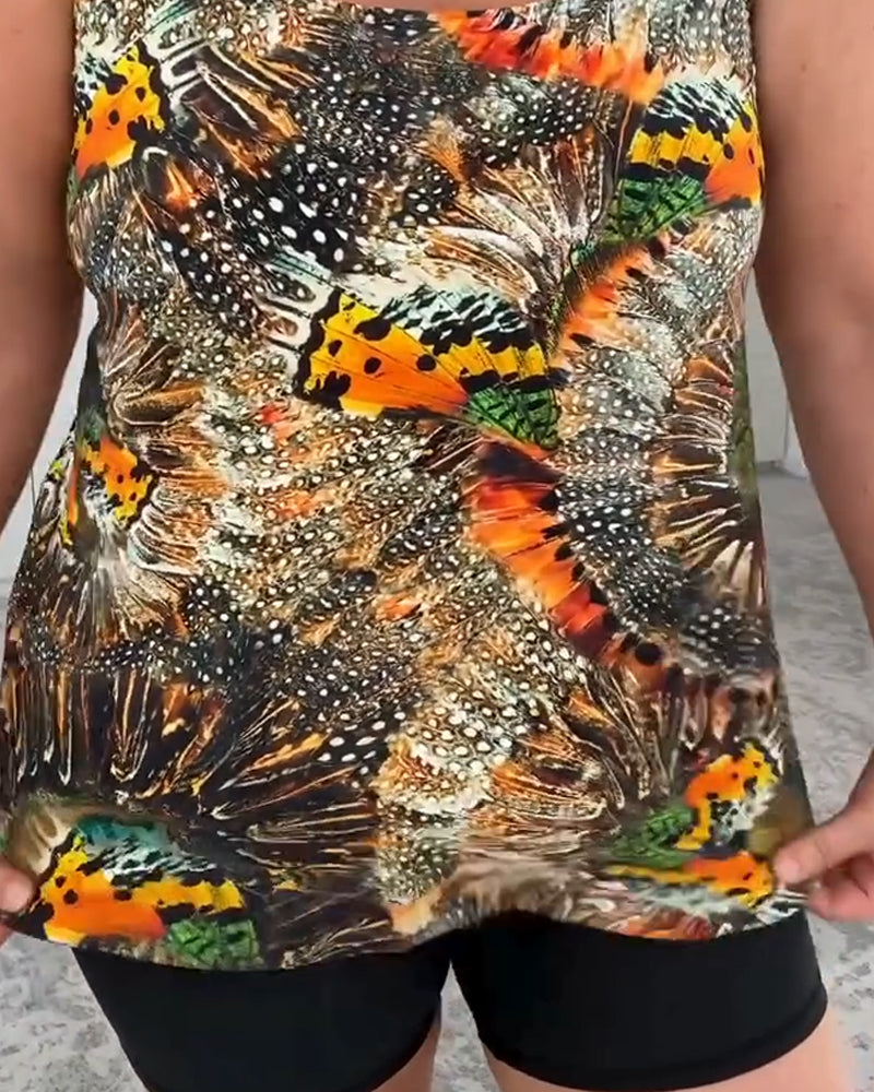 Zweiteiliger bedruckter Boxer-Badeanzug