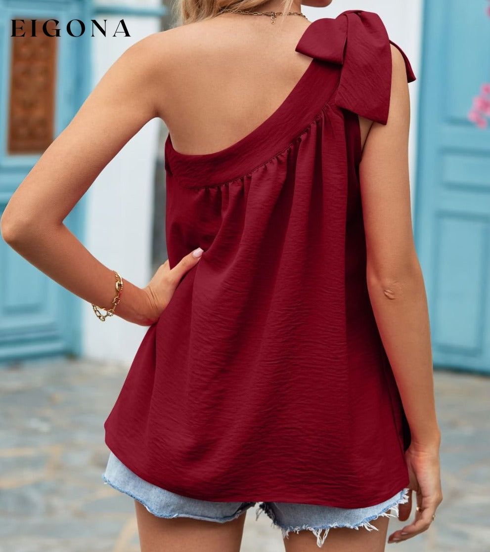 Tied One-Shoulder Blouse clothes Mandy Ship From Overseas shirt shirts top tops