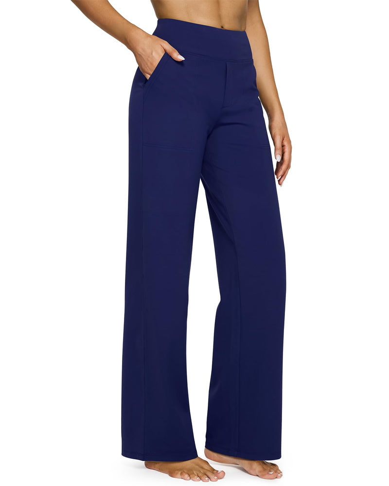 Women's High Waist Stretch Casual Yoga Wide Leg Pants