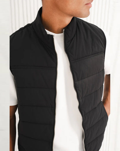 Men's Sleeveless Solid Color Casual Zipper Vest 2024 f/w coats man