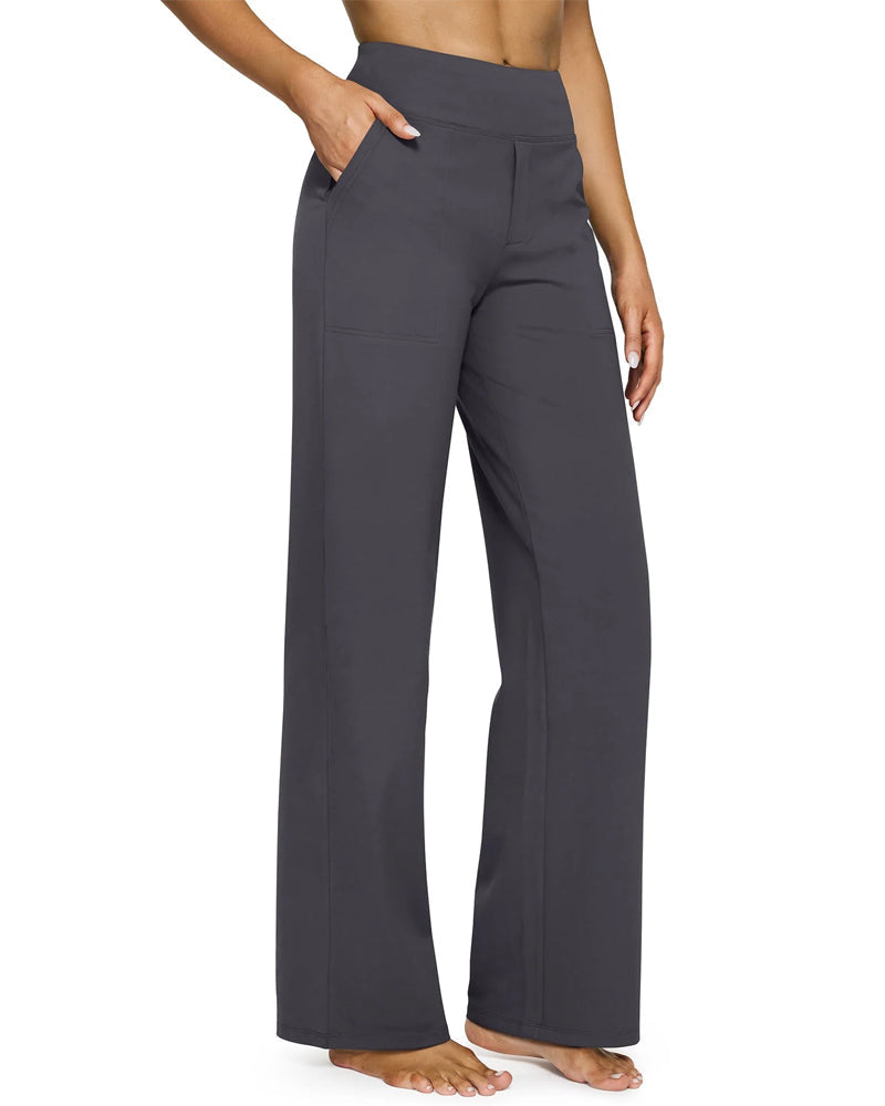 Women's High Waist Stretch Casual Yoga Wide Leg Pants