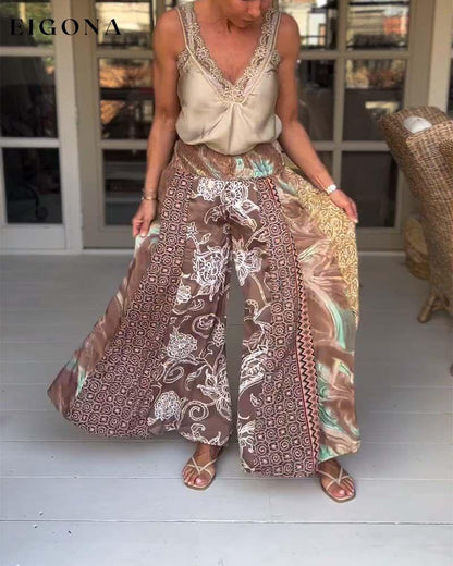 Casual Print Wide Leg Pants pants summer