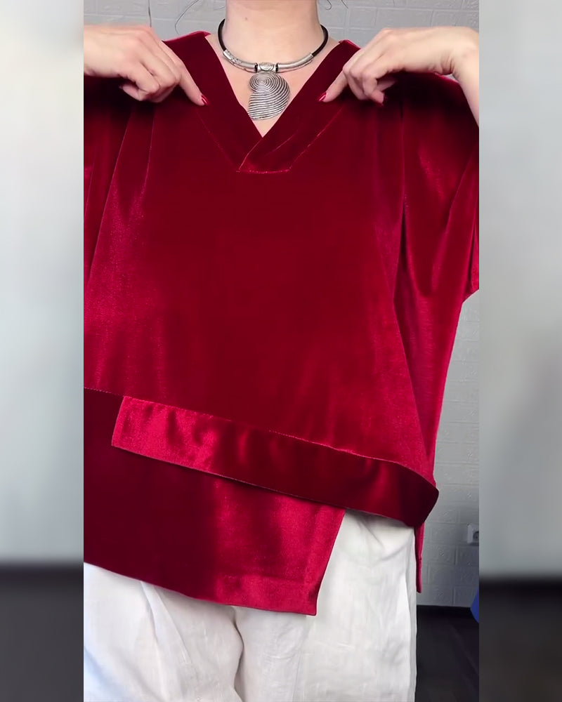 V-Neck Asymmetrical Hem Top