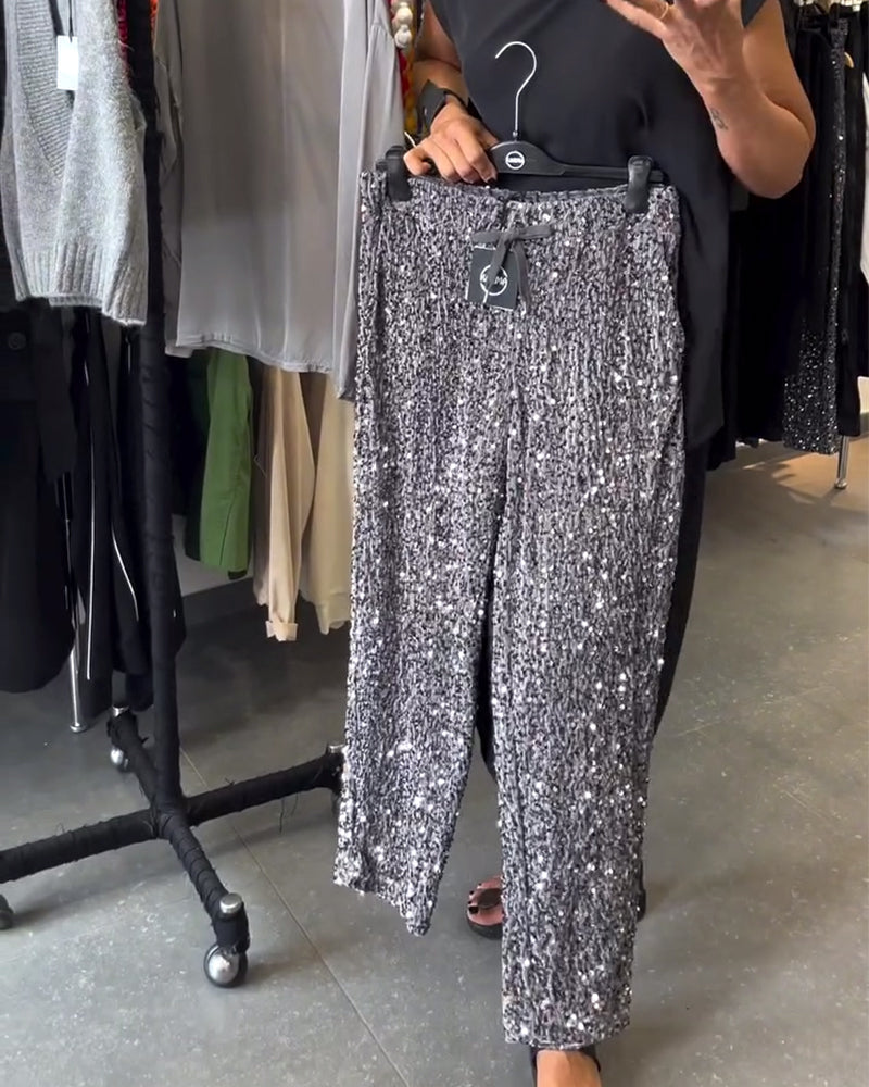 Casual Sequined Straight Pants 2024 f/w christmas pants