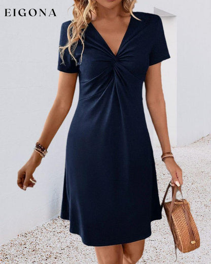 V Neck Twist Front Dress 23BF Casual Dresses Clothes Dresses Spring Summer