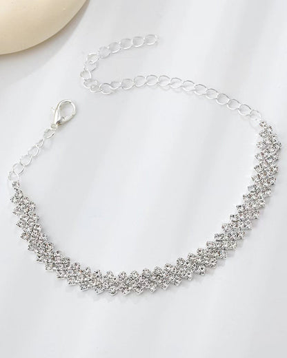 Irregular rhombus rhinestone anklet