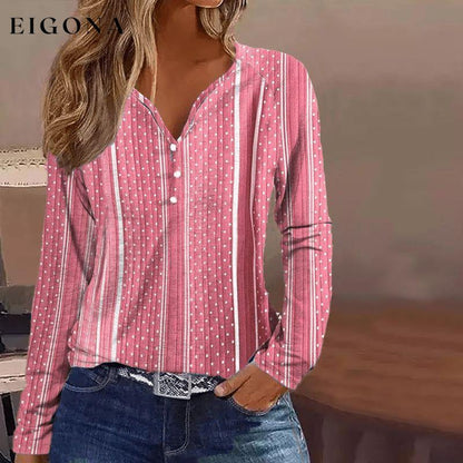 Polka Dot Casual Blouse Pink best Best Sellings clothes Plus Size Sale tops Topseller