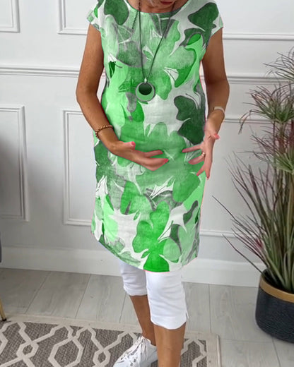 Colorful floral print casual long top