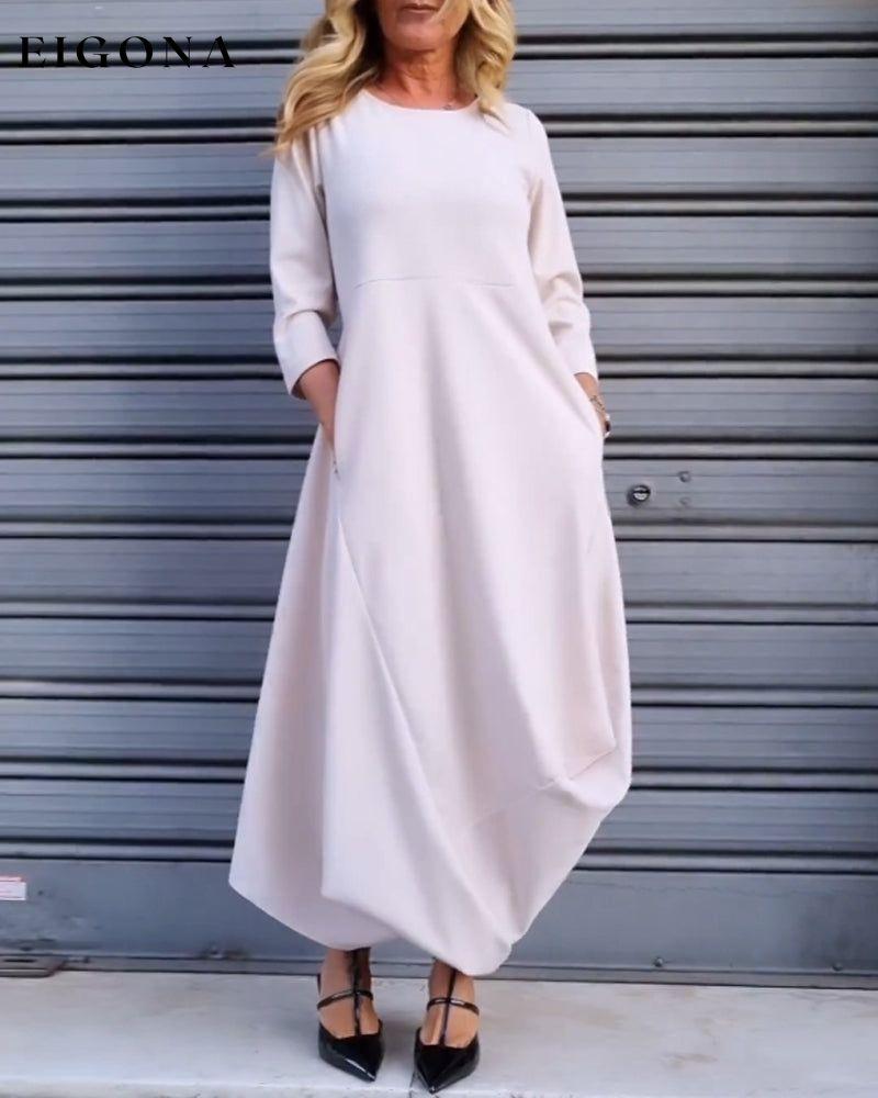 Simple solid color pocket dress 2023 f/w 23BF casual dresses Clothes Dresses spring