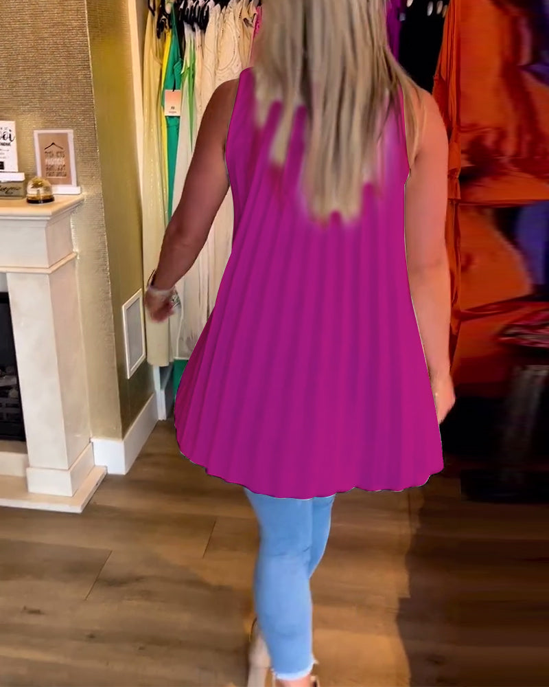 Top froncé sans manches à revers